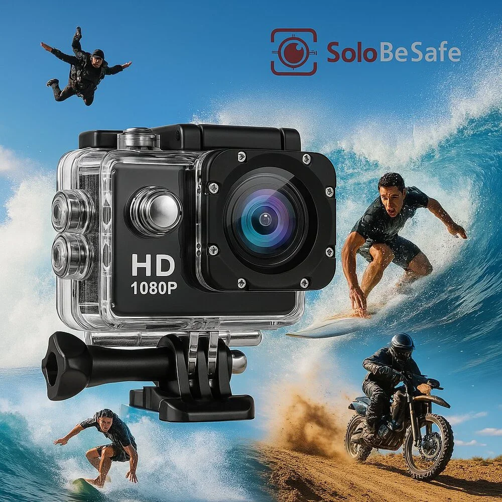 SoloBeSafe AdventureCam HD – Full HD Action Camera for Travel & Sports
